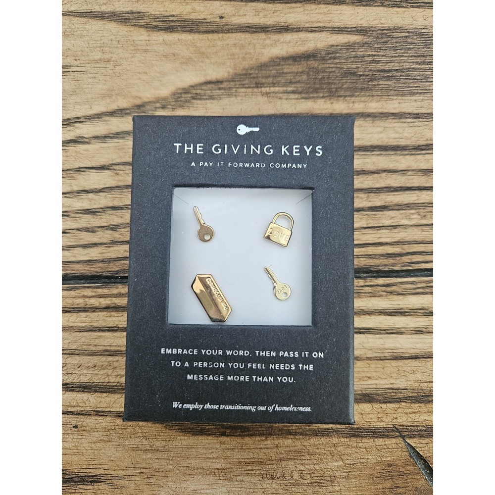The Giving Keys Gold Earring Set NIB New 4-Piece Love Pay It Forward Charms